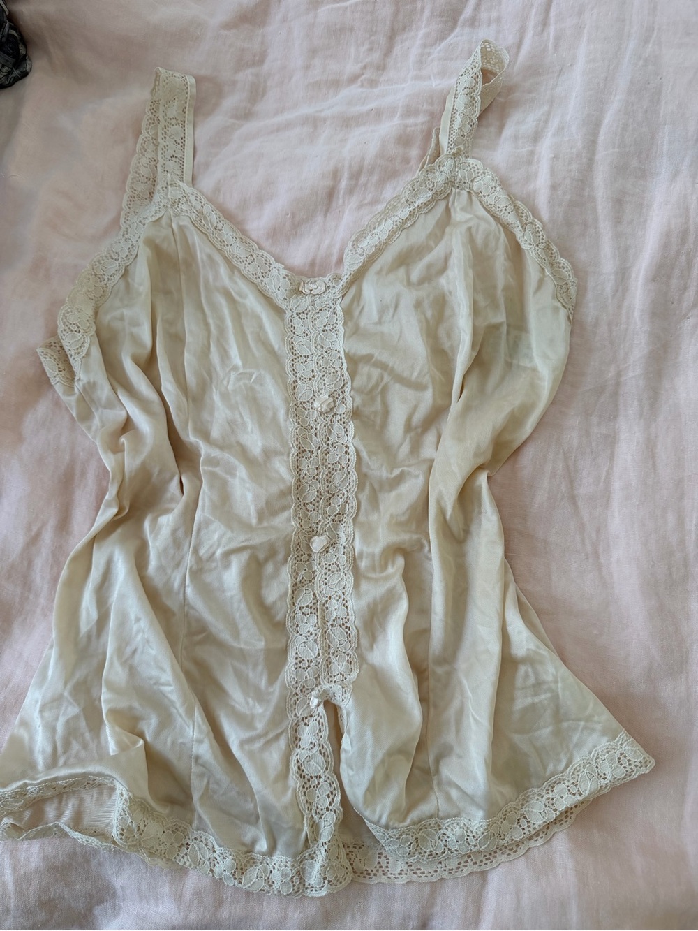 Vintage Camilo Women's Lace Trim Ivory Camisole